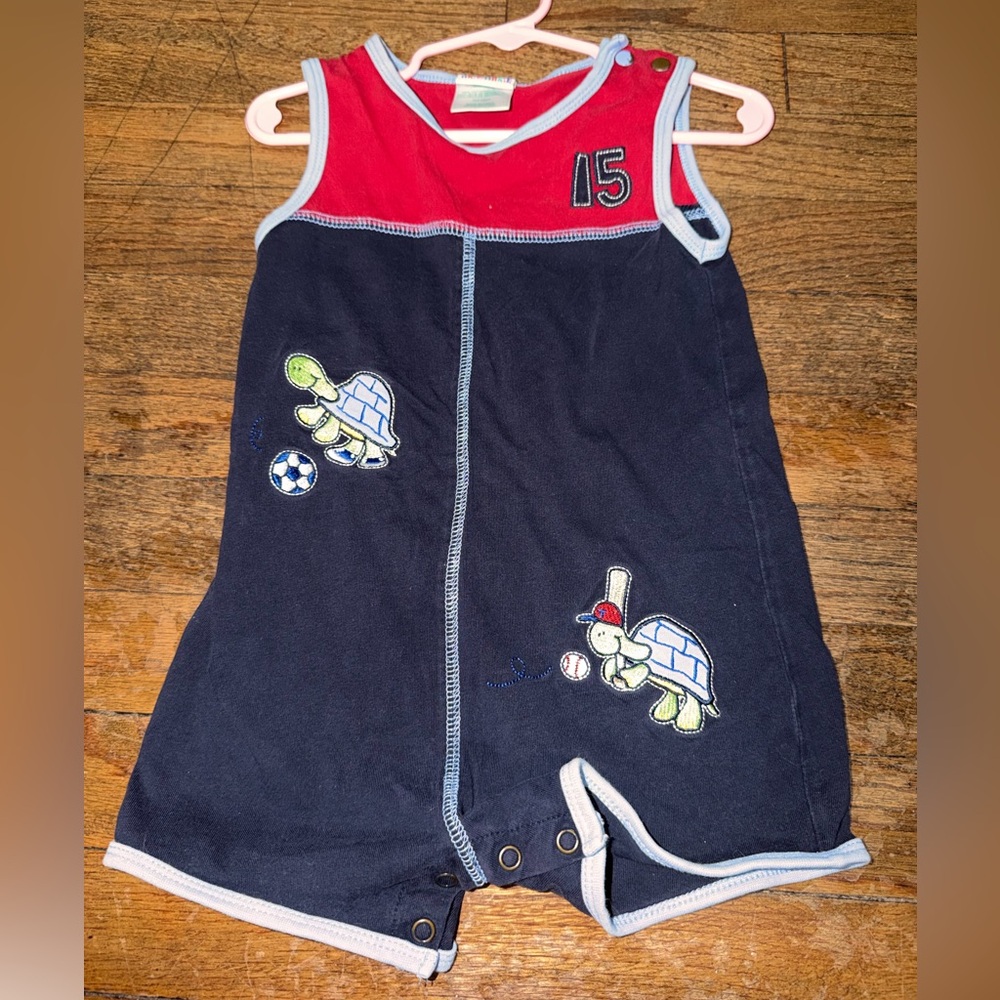 Okie Dokie Baby Boy/Unisex Sports Romper | Turtles Soccer & Baseball